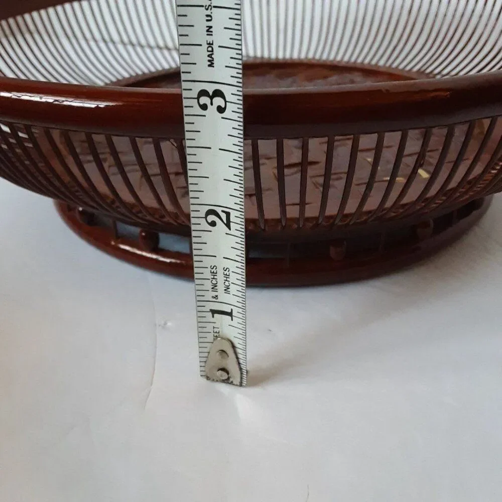 Vintage RARE Asian Brown Basket Food Storage 10in